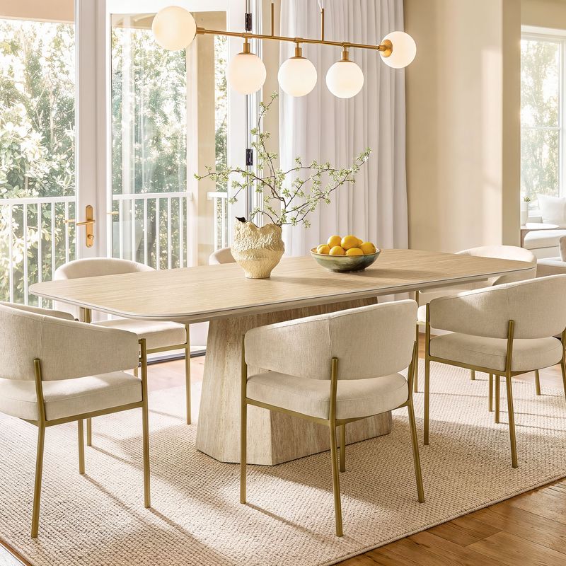 Renata 84" Travertine-Textured Dining Table
