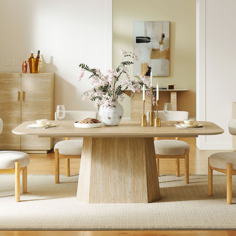 Renata 84" Travertine-Textured Dining Table