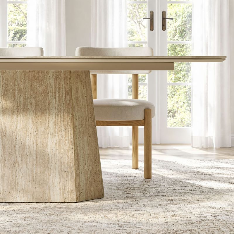 Renata 84" Travertine-Textured Dining Table