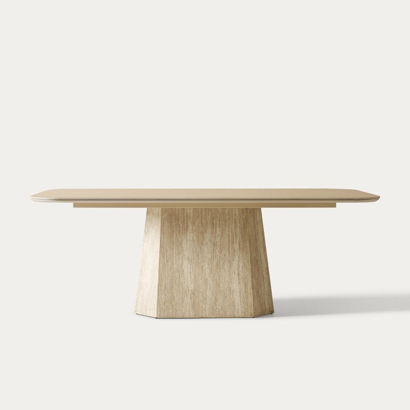 Renata 84" Travertine-Textured Dining Table
