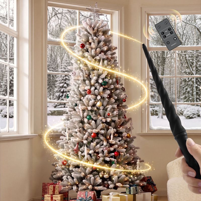 CastGlow 7.5′ Artificial Christmas Tree Slim Flocked