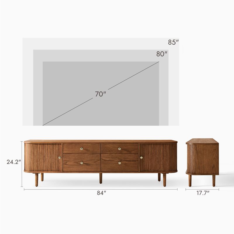 Stavn 72 inch MCM Fluted Solid Wood TV Stand | HERNEST