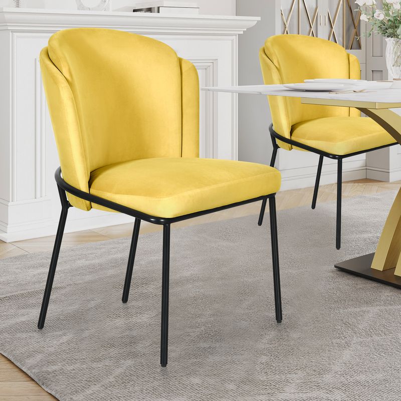 Milie Italian Velvet Upholstered Dining Chair With Stainless Steel Legs