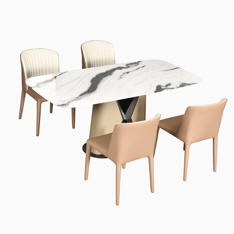 Pellegrino 63 Inch Marble Slate Tabletop Dining Table With Handmade