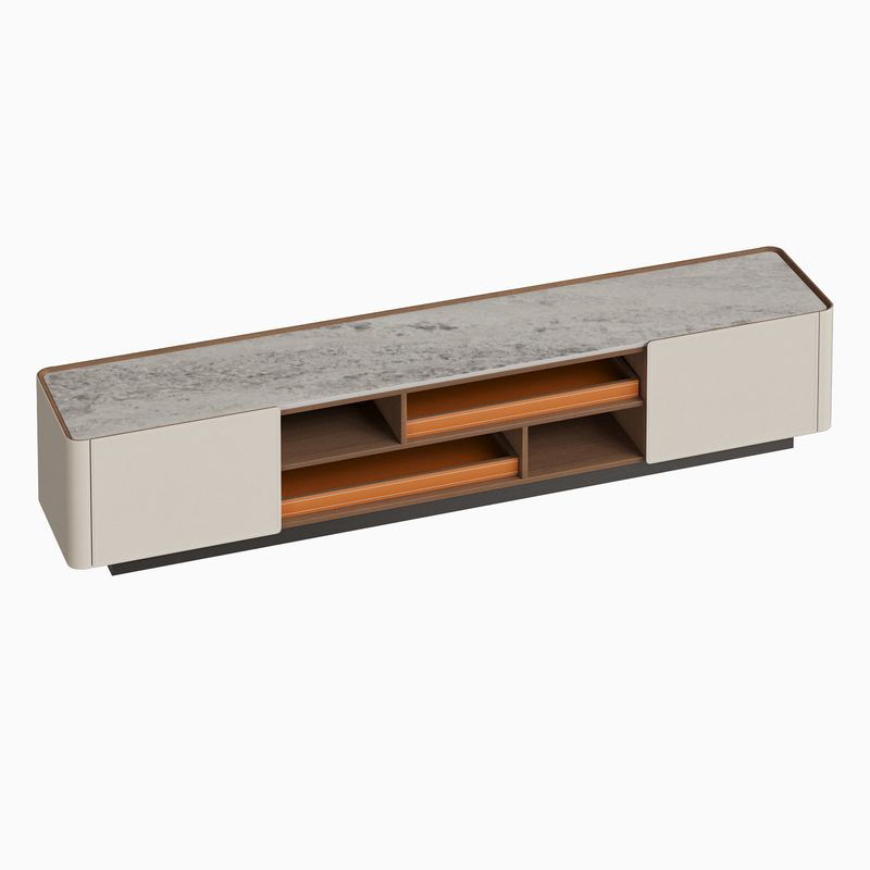 Pellegrino 78.7 Inch Modern Storage Tv With Saddle Leather