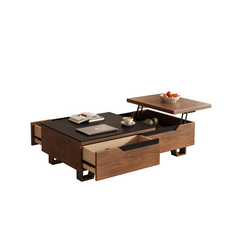 Margaux Modern Walnut And Black Lift Top Coffee Table Multifunctional