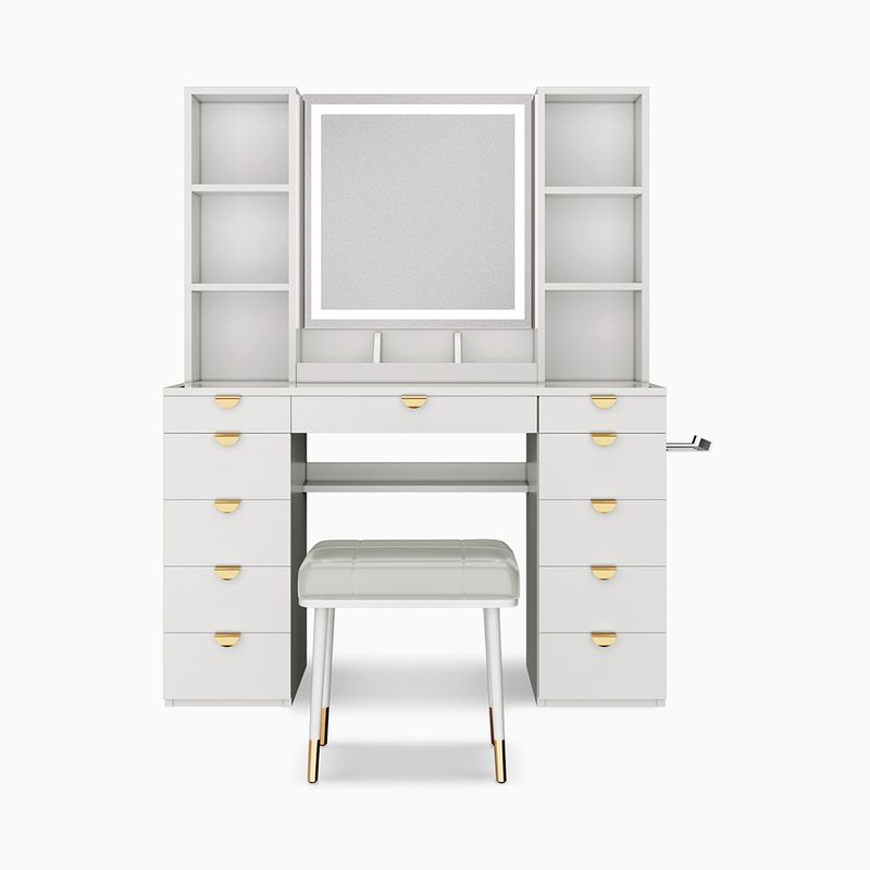 Odette 47 Inch Modern Makeup Vanity With 11 Drawers And 6 Spacer