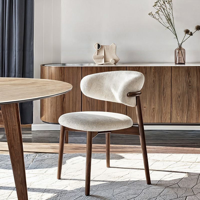 Hernest | Modern Solid Wood Linen Fabric Upholstered Dining Chairs with ...