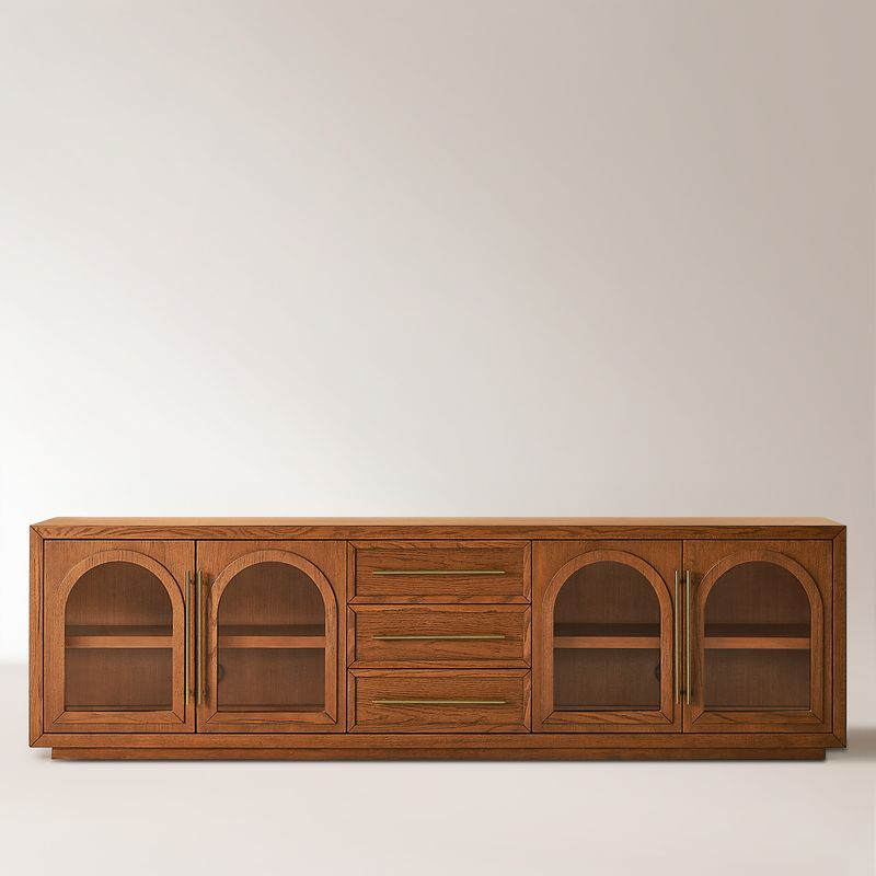 Sabina 84 inch Fluted Solid Ash Wood TV Stand | HERNEST