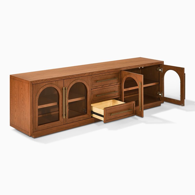 Sabina 84 inch Fluted Solid Ash Wood TV Stand | HERNEST