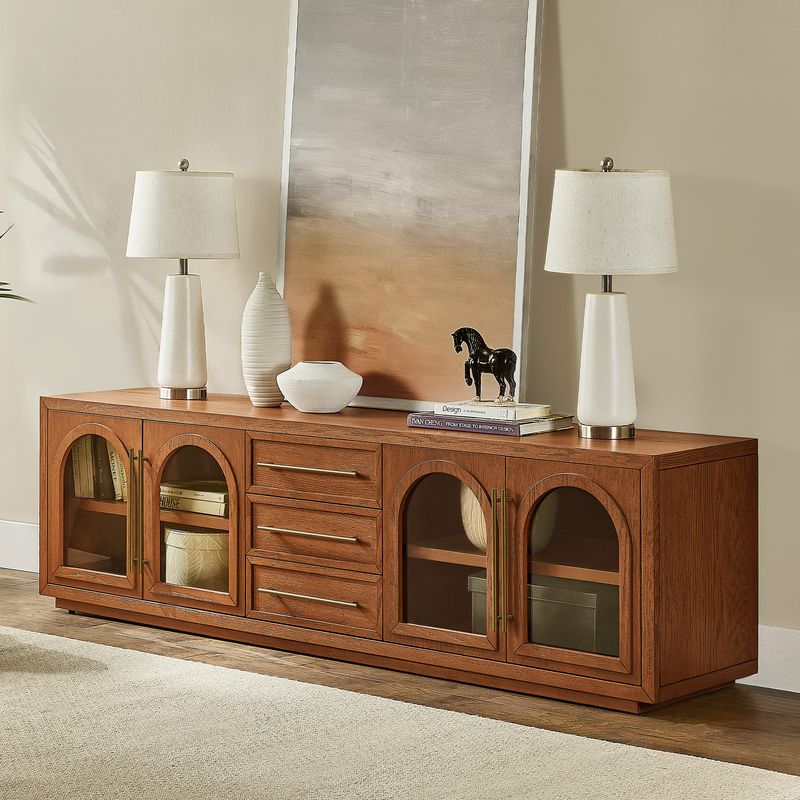 Ingrid 78 inch Walnut Slatted TV Stand | HERNEST