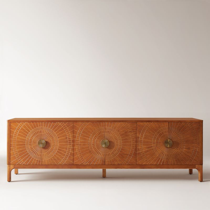 Sabina 84 inch Fluted Solid Ash Wood TV Stand | HERNEST Sabina 84 inch Fluted Solid Ash Wood TV Stand | HERNEST