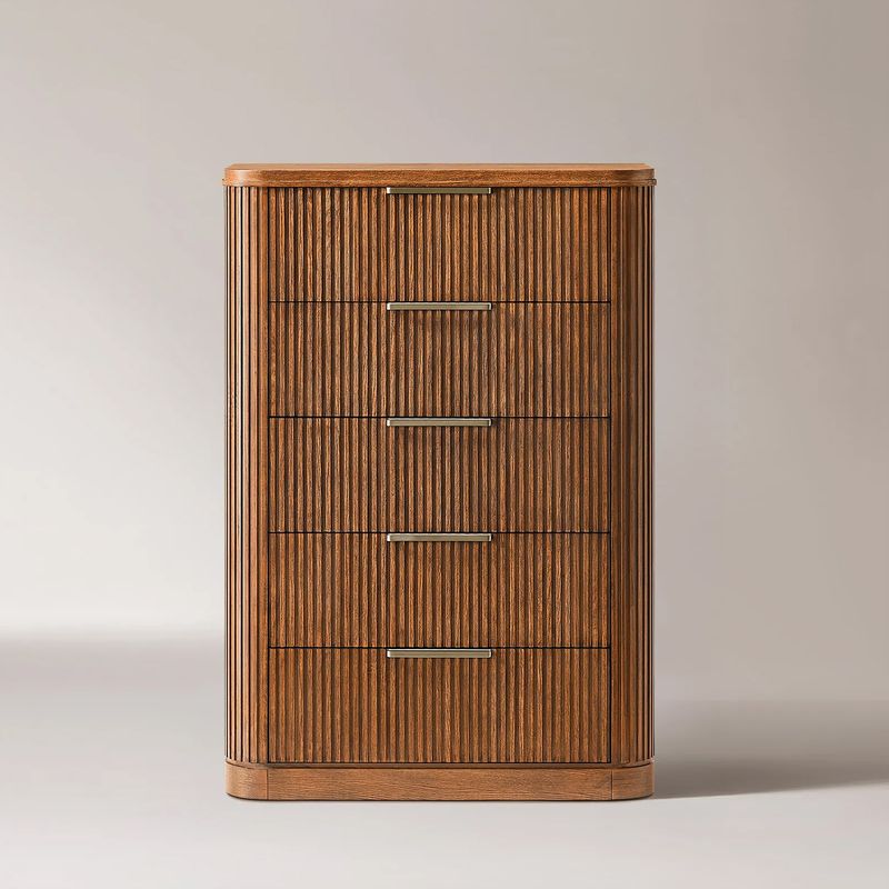 Thursen 36 inch Natural Dusty Chevron Chest with 5 Solid Wood