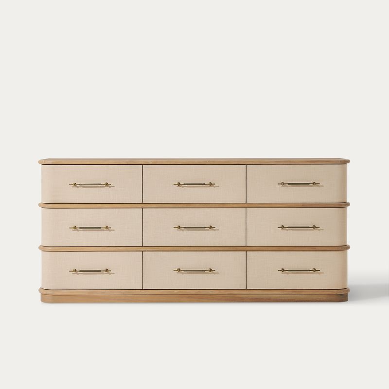 Walter 75" Linen-Blend 9-Drawer Dresser
