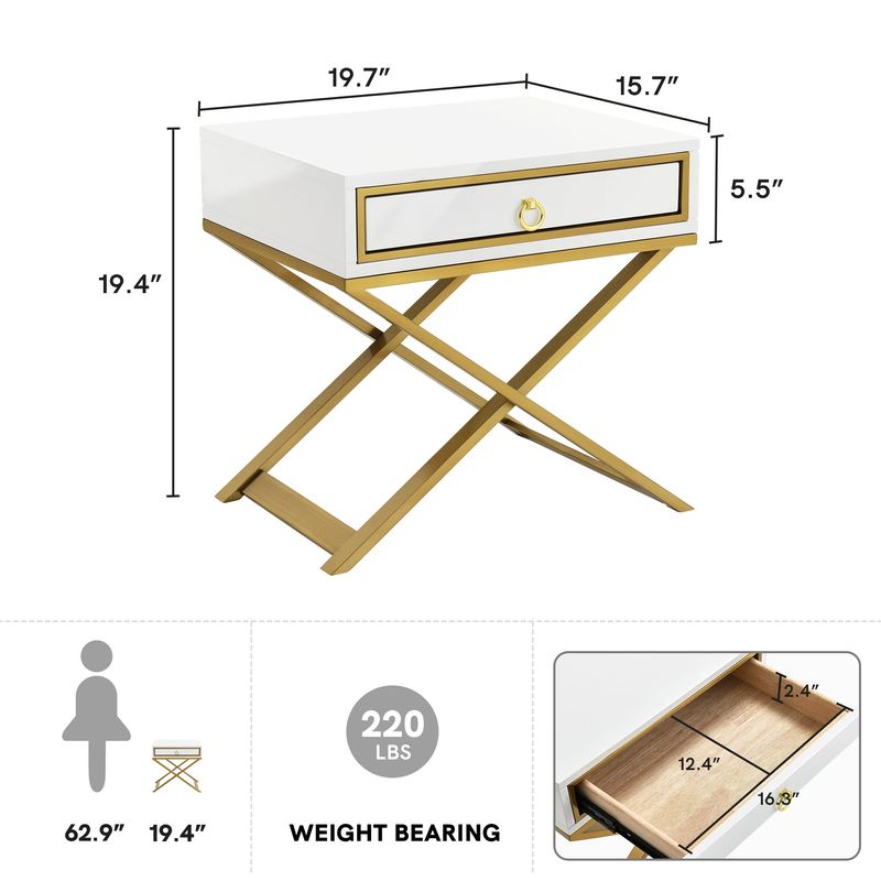 Odette White X Base Design Side Table Hernest