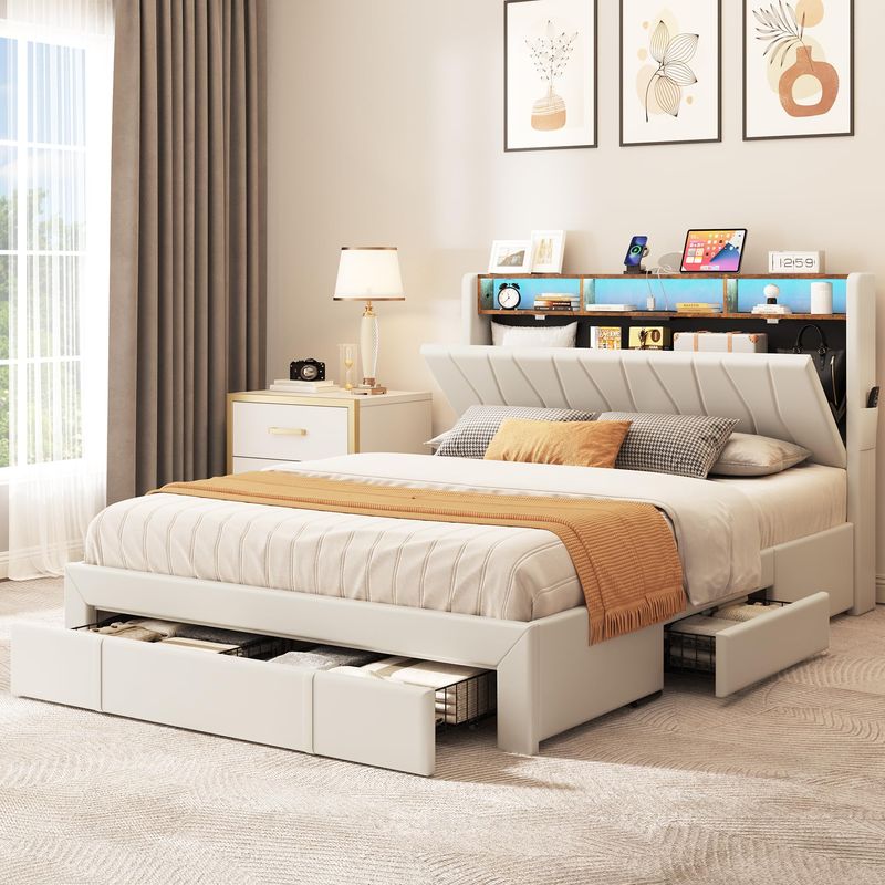 queen bed frame with storage