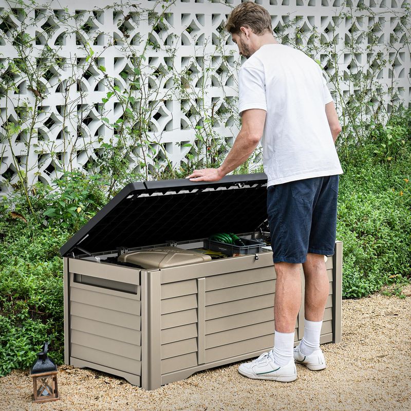 Yitahome 120 Gallon Large Deck Box Bench Resin Waterproof Louvered