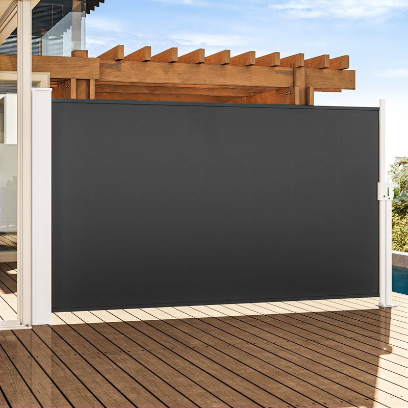 YITAHOME 118"X 78" Retractable Side Awning Folding Privacy Screen Privacy Fence Waterproof Uv Resistant Privacy Awning Outdoor For Garden Deck Patio Pools Balcony Gray 3