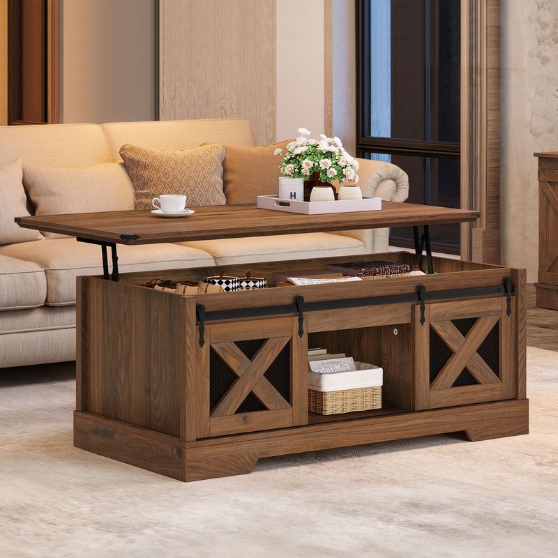 Yitahome Farmhouse Coffee Table, Lift Top Coffee Table with Storage