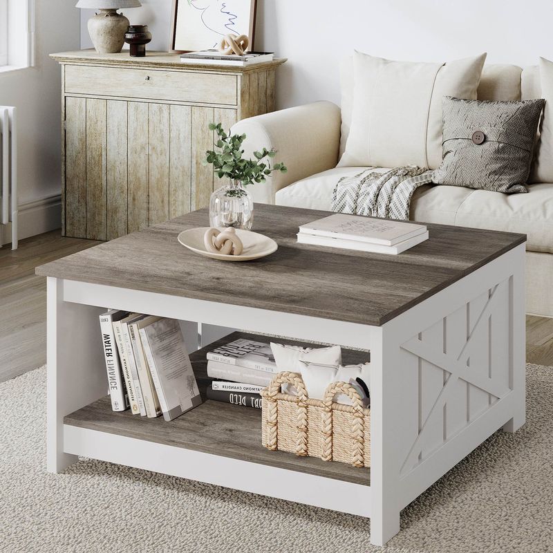 White and Brown Coffee Table with Storage: Stylish & Functional Living Room Solutions