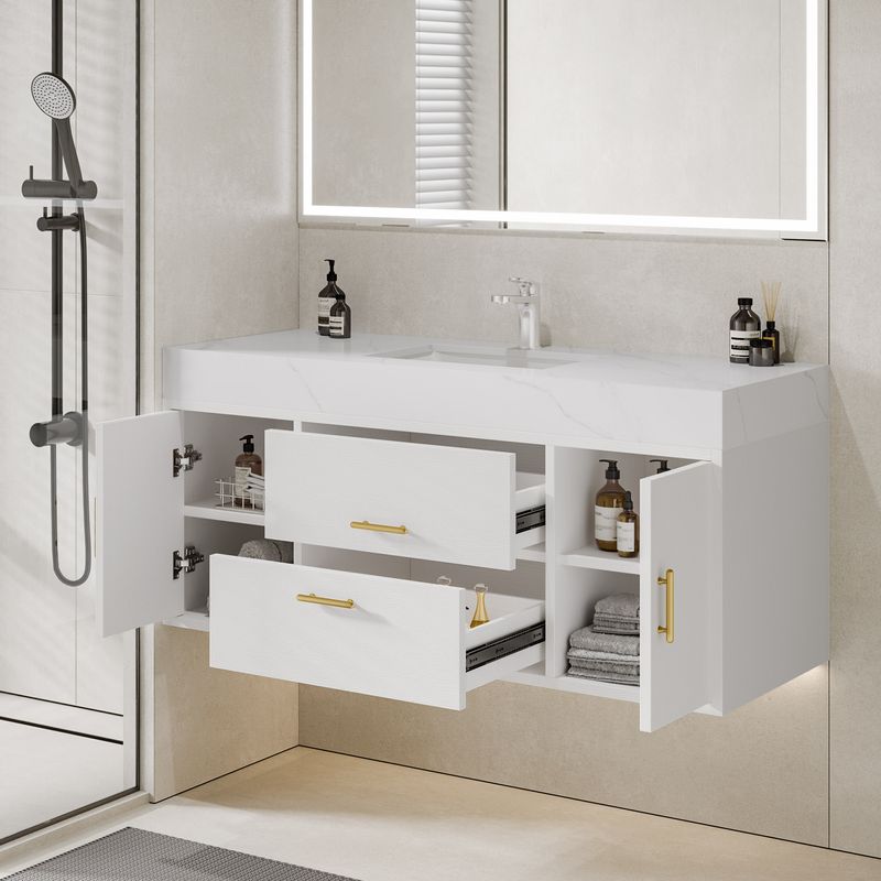 Yitahome | 48 Inch Bath Vanity Wall Mounted Bathroom Vanity with ...