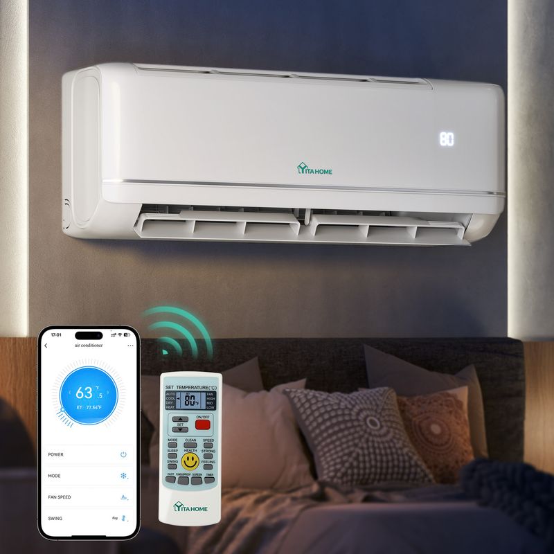 thumbnail image 2 of 9000 BTU Mini Split AC Heat Pump With WiFi - 23 SEER2 Energy Efficient For Rooms Up To 450 Sq Ft 2 of 11