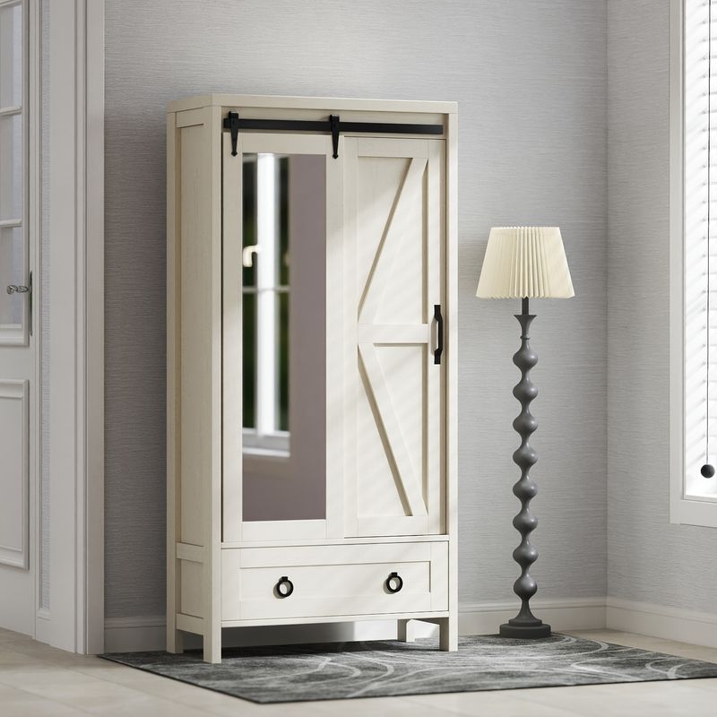 Mirror Tall Storage Cabinet
