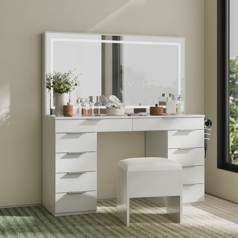 glass top vanity table