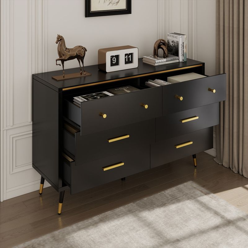 Side view of wood dressers for bedroom