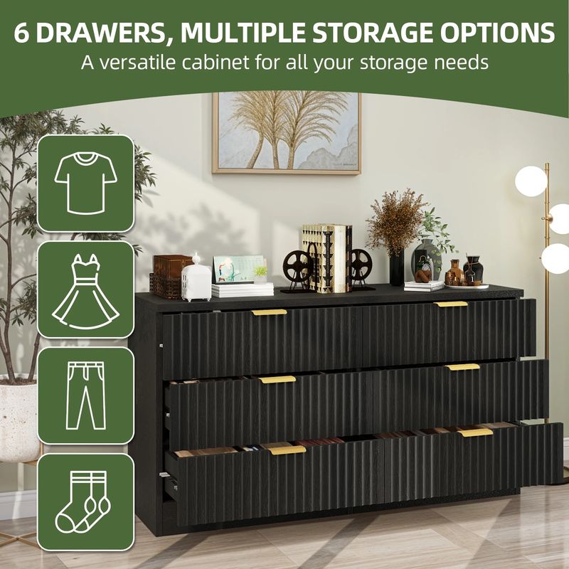 Black Six Drawer Dresser​