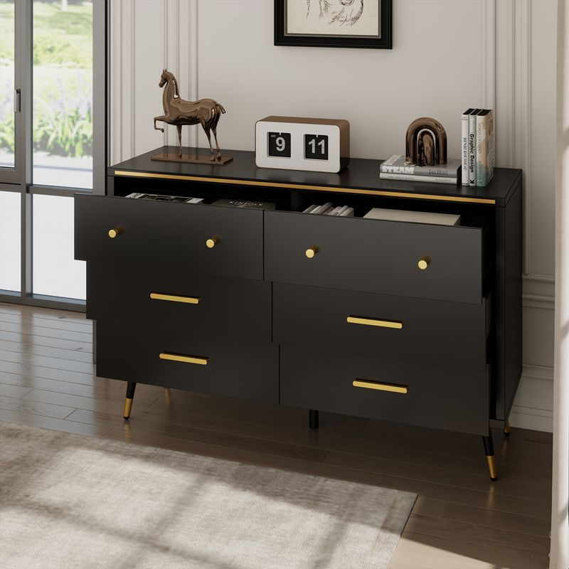 Side view of wood dressers for bedroom