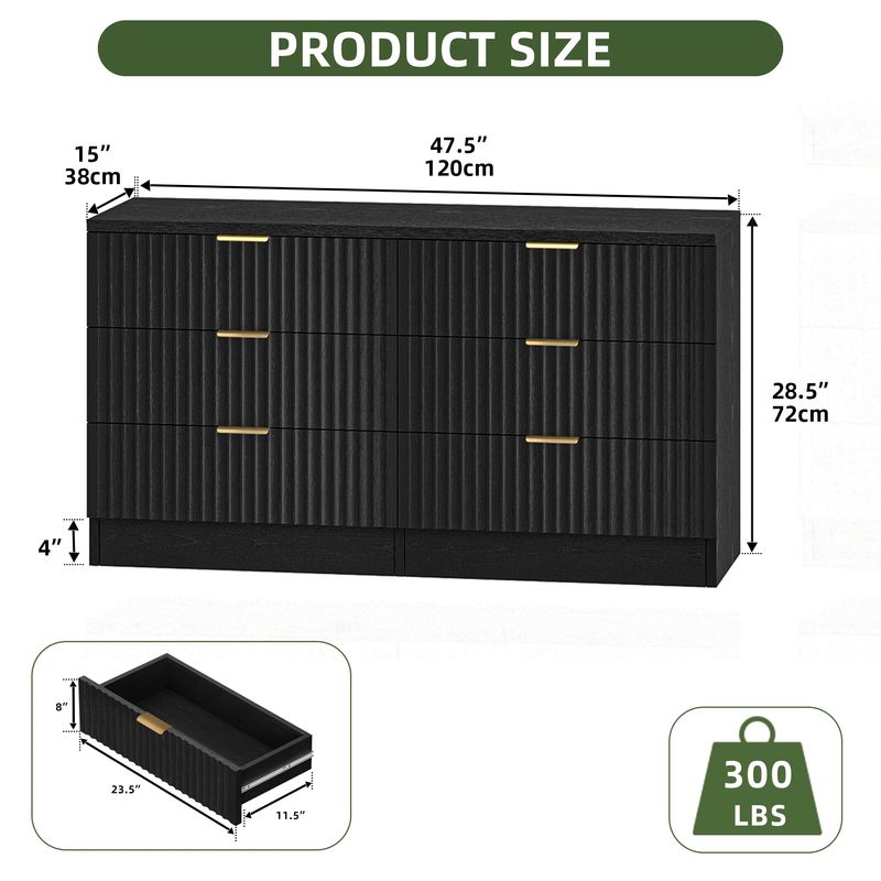 Black Six Drawer Dresser​