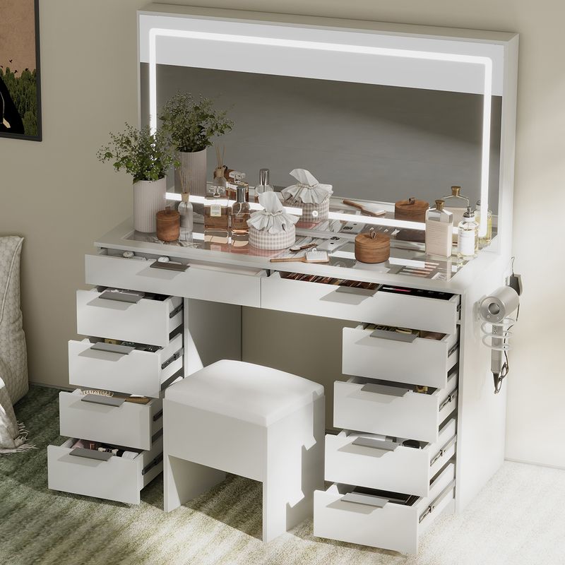 white vanity table