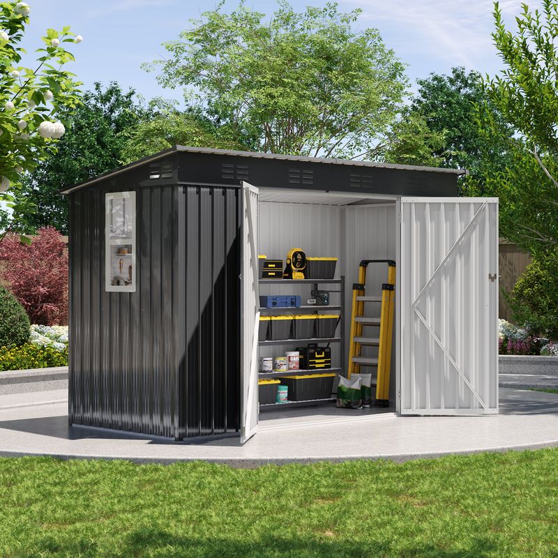 Shed house with open doors