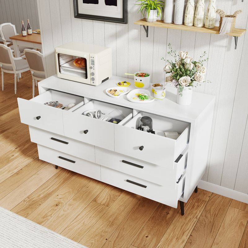Top view of the white 7 drawer dressers