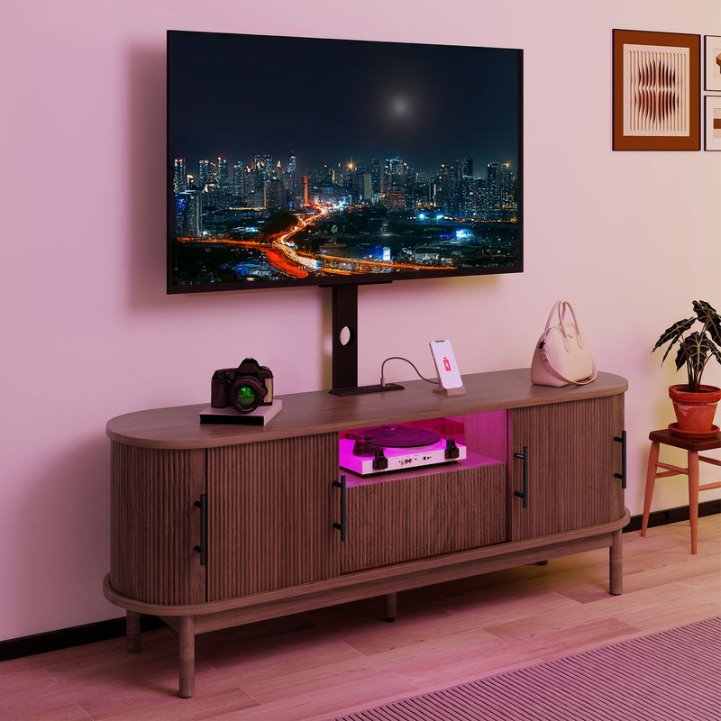 walnut tv stand with mount