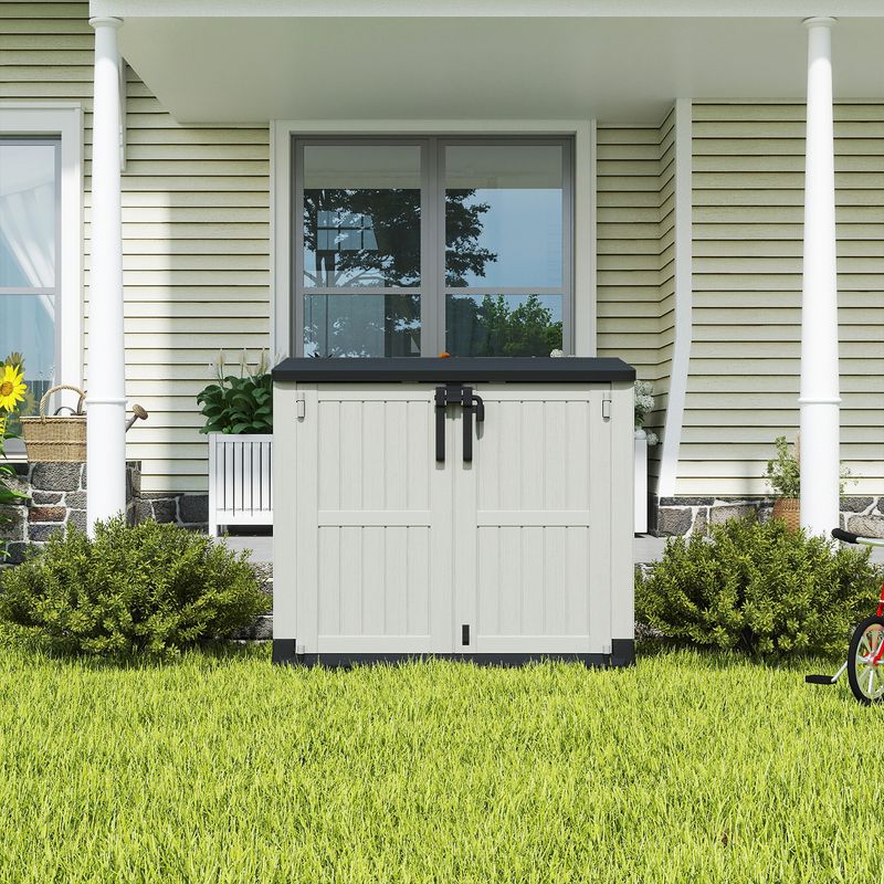 front view of outdoor shed in the backyard