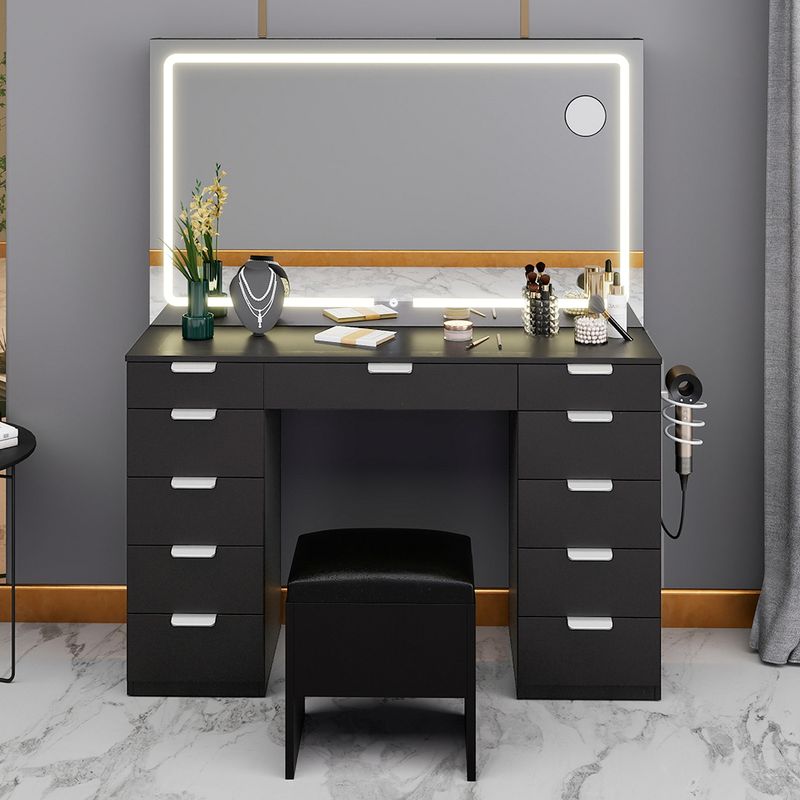 black makeup vanity table with lighted mirror​