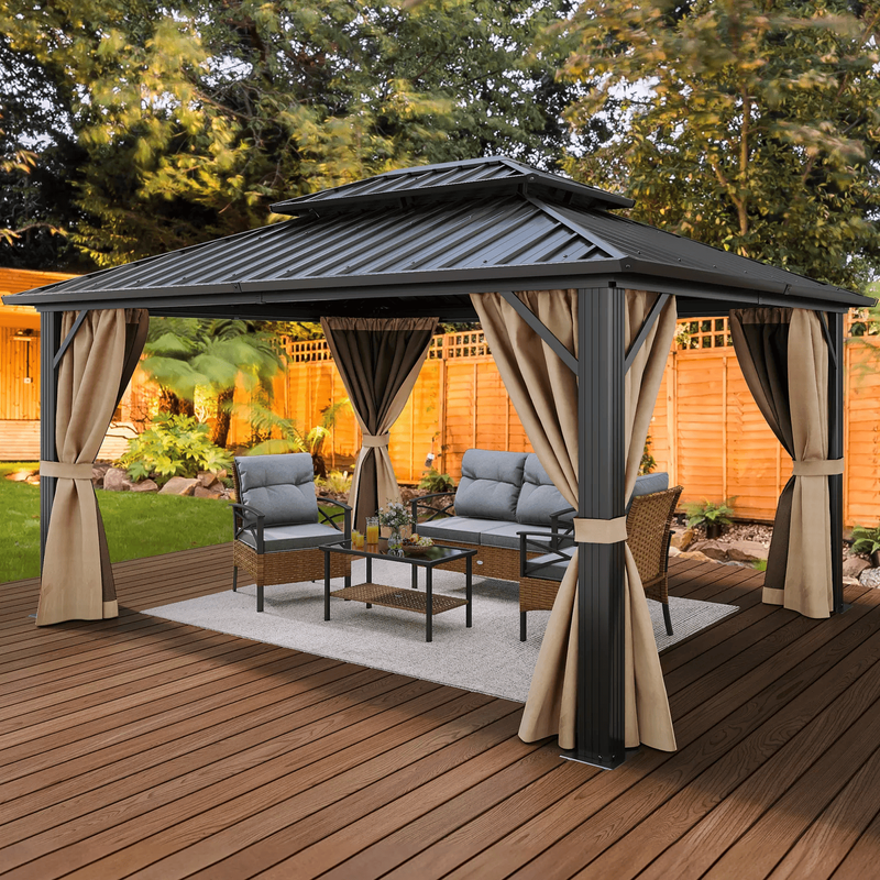 Side view of the 10x12 ft Outdoor Gazebo on the balcony