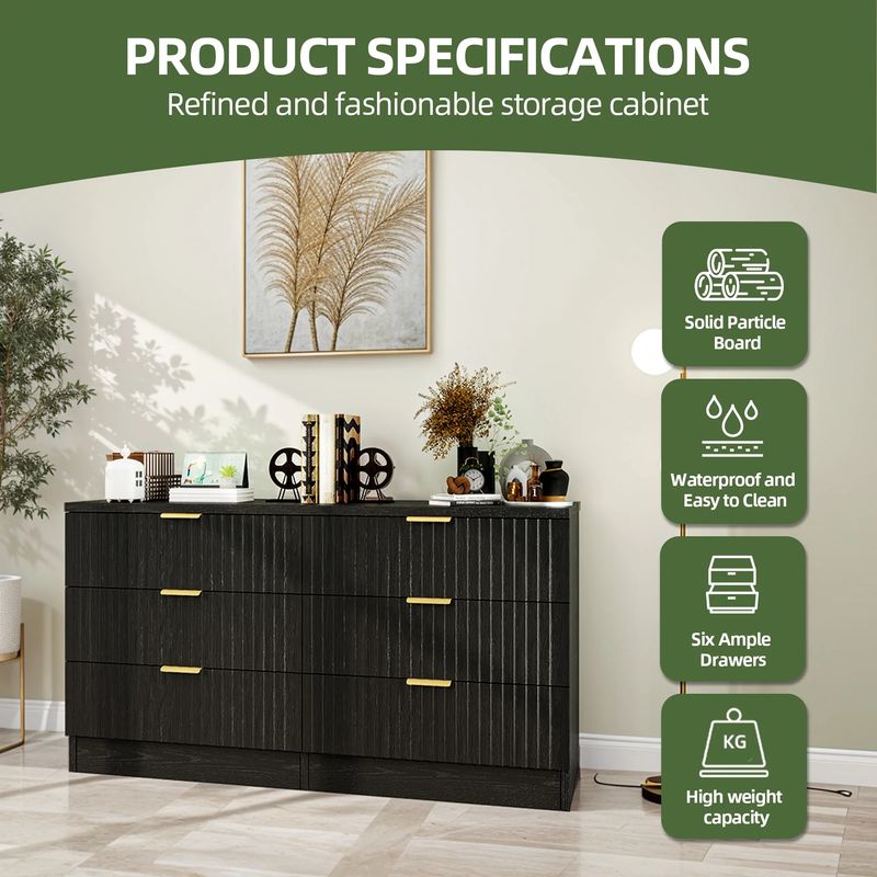 Black Six Drawer Dresser​