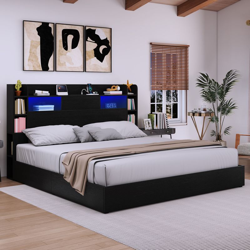 king size bed frame with underbed storage