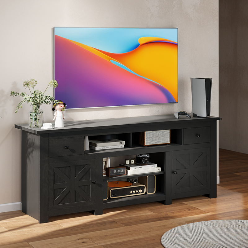 entertainment center with shelves