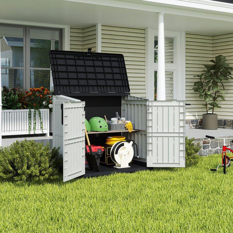 side view of outdoor shed in the backyard