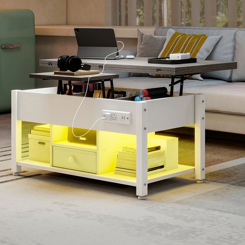 Side View of the Lift Top Wooden Coffee Table