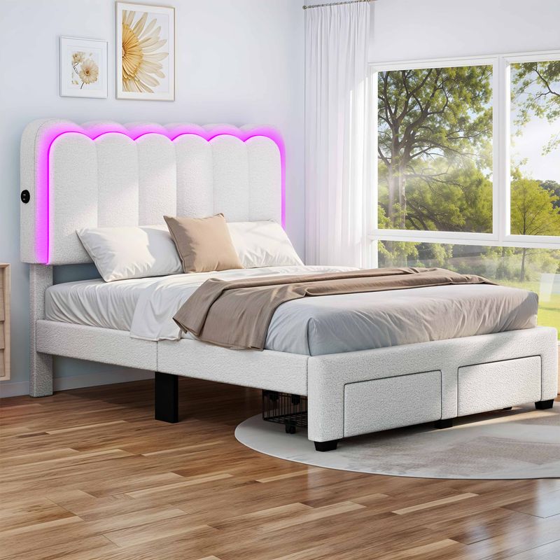 full size boucle bed frame, full size bed frame with led lights, full size adjustable bed frame, full size bed frame with underbed storage