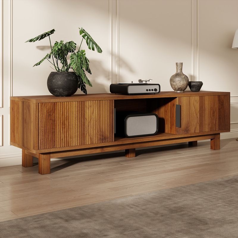 solid wood tv stand, walnut tv stand, 59 inch tv stand, tv stand for 65 inch tv​