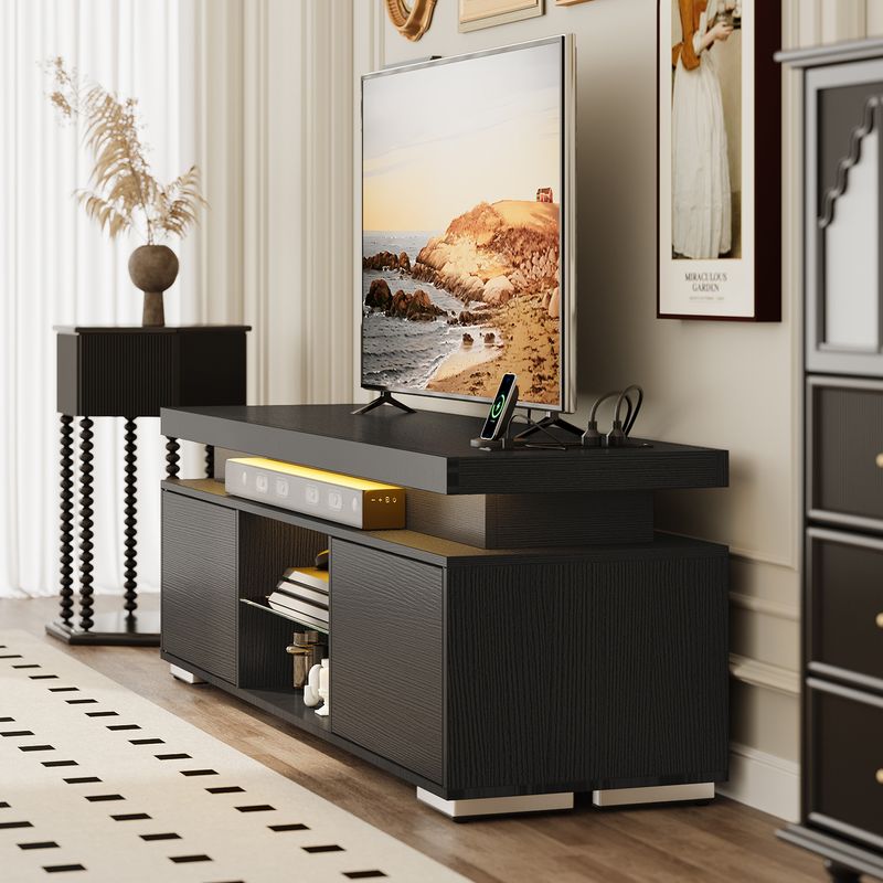 black tv stand with storage