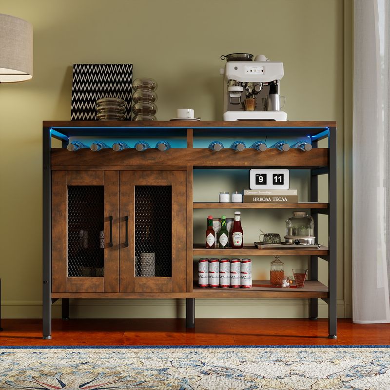 Front view of the wood bar cabinet