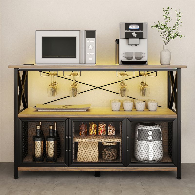 Front view of the mid century modern bar cabinet