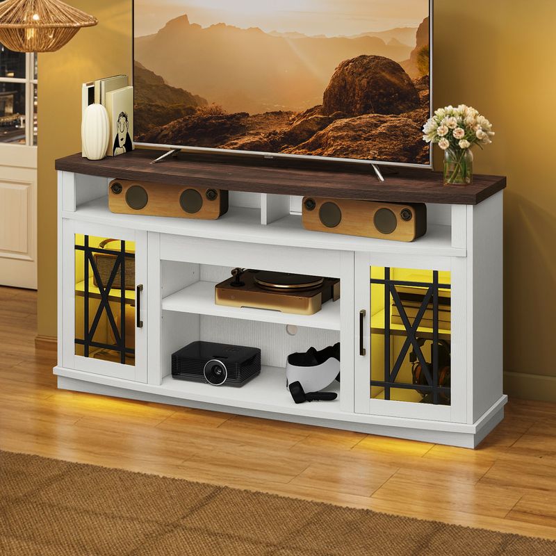 white tv stand with storage
